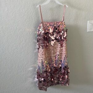 Pink sequin mini dress